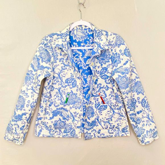 Nomadic Traders Quilted Reverible Jacket Small Lightweight Floral Double Pockets - Picture 2 of 12